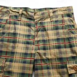 Men's Cargo Shorts Shorts Work Shorts Hiking Shorts Buttons Multi Pocket Plaid Wearable Knee Length Outdoor Daily Camping & Hiking Fashion Classic Green Khaki