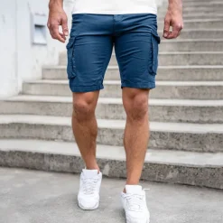 Men's Cargo Shorts Summer Shorts Flap Pocket Plain Comfort Breathable Outdoor Daily Going out Fashion Casual Black Blue