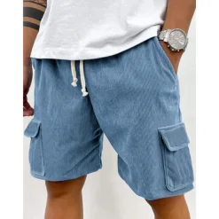 Men's Cargo Shorts Sweat Shorts Shorts Bermuda shorts Corduroy Shorts Drawstring Elastic Waist Multi Pocket Plain Comfort Sports Knee Length Outdoor Daily Running Classic Style Athleisure Black Pink