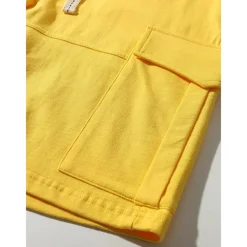 Men's Cargo Shorts Sweat Shorts Workout Shorts Casual Shorts Drawstring Elastic Waist Multi Pocket Plain Comfort Breathable Knee Length Casual Daily Holiday Sports Fashion Black Yellow Micro-elastic