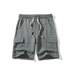 Men's Cargo Shorts Sweat Shorts Workout Shorts Casual Shorts Drawstring Elastic Waist Multi Pocket Plain Comfort Breathable Knee Length Casual Daily Holiday Sports Fashion Black Yellow Micro-elastic