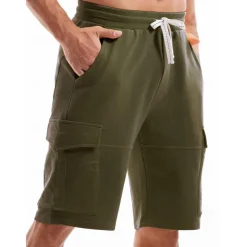 Men's Cargo Shorts Sweat Shorts Workout Shorts Casual Shorts Drawstring Elastic Waist Multi Pocket Plain Comfort Breathable Knee Length Casual Daily Holiday Sports Fashion Black Yellow Micro-elastic