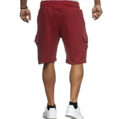 Men's Cargo Shorts Sweat Shorts Shorts Bermuda shorts Elastic Waist Multi Pocket Pleats Plain Comfort Sports Knee Length Outdoor Daily Fashion Streetwear Black White Micro-elastic