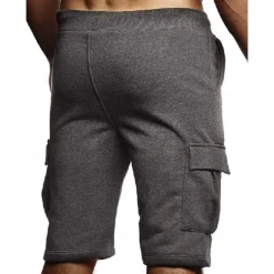 Men's Cargo Shorts Sweat Shorts Shorts Bermuda shorts Drawstring Elastic Waist Multi Pocket Plain Comfort Soft Knee Length Party Outdoor Daily Fashion Streetwear Black Dark Gray Micro-elastic