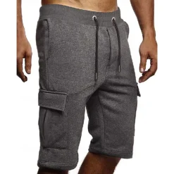 Men's Cargo Shorts Sweat Shorts Shorts Bermuda shorts Drawstring Elastic Waist Multi Pocket Plain Comfort Soft Knee Length Party Outdoor Daily Fashion Streetwear Black Dark Gray Micro-elastic