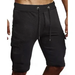 Men's Cargo Shorts Sweat Shorts Shorts Bermuda shorts Drawstring Elastic Waist Multi Pocket Plain Comfort Soft Knee Length Party Outdoor Daily Fashion Streetwear Black Dark Gray Micro-elastic
