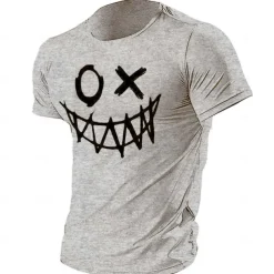 Men's Cartoon Graphic Prints T Shirt Graphic Tee 100% Cotton Short Sleeve Graphic Shirt Heather Gray Black Blue Comfortable Tee Outdoor Street Fashion Designer Clothing