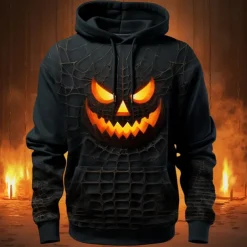 Men's Cartoon Graphic Prints Hoodie Hoodies Sweatshirt Daily Classic Long Sleeve Hooded Halloween Holiday Going out Black Grey Custom Print Print Spring & Fall Designer