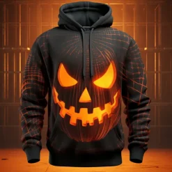 Men's Cartoon Graphic Prints Hoodie Hoodies Sweatshirt Daily Classic Long Sleeve Hooded Halloween Holiday Going out Black Grey Custom Print Print Spring & Fall Designer