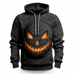 Men's Cartoon Graphic Prints Hoodie Hoodies Sweatshirt Daily Classic Long Sleeve Hooded Halloween Holiday Going out Black Grey Custom Print Print Spring & Fall Designer