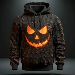 Men's Cartoon Graphic Prints Hoodie Hoodies Sweatshirt Daily Classic Long Sleeve Hooded Halloween Holiday Going out Black Grey Custom Print Print Spring & Fall Designer