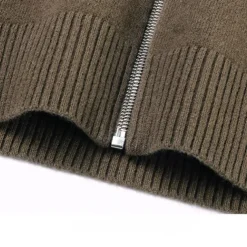 Men's Cashmere Zip Sweater Knit Solid Color Turtleneck Christmas Knitwear School Christmas Clothing Apparel Fall Winter Black Brown S M L