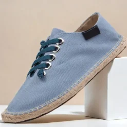 Men's Casual Espadrille Sneakers, Lightweight Lace-Up Shoes with Jute Sole, Stylish Summer Footwear for Everyday Wear and Outdoor Activities