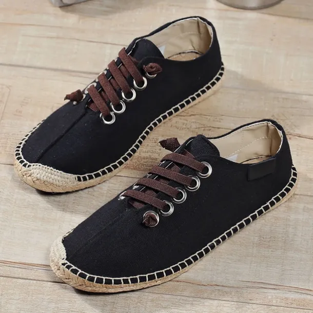 Men's Casual Espadrille Sneakers, Lightweight Lace-Up Shoes with Jute Sole, Stylish Summer Footwear for Everyday Wear and Outdoor Activities