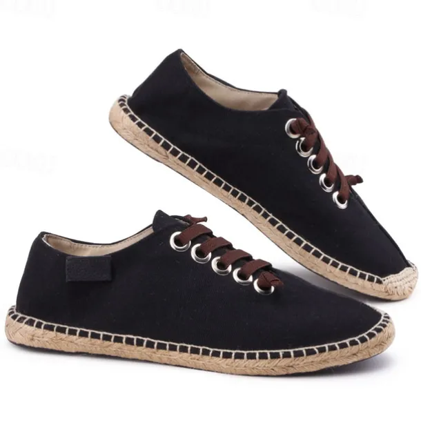 Men's Casual Espadrille Sneakers, Lightweight Lace-Up Shoes with Jute Sole, Stylish Summer Footwear for Everyday Wear and Outdoor Activities