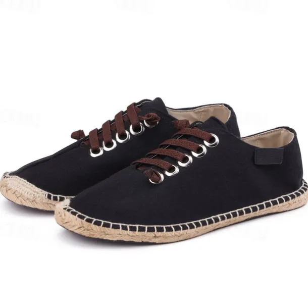 Men's Casual Espadrille Sneakers, Lightweight Lace-Up Shoes with Jute Sole, Stylish Summer Footwear for Everyday Wear and Outdoor Activities