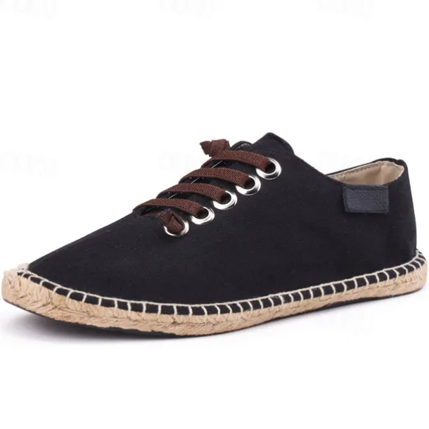 Men's Casual Espadrille Sneakers, Lightweight Lace-Up Shoes with Jute Sole, Stylish Summer Footwear for Everyday Wear and Outdoor Activities