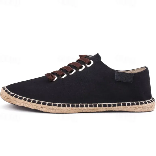 Men's Casual Espadrille Sneakers, Lightweight Lace-Up Shoes with Jute Sole, Stylish Summer Footwear for Everyday Wear and Outdoor Activities