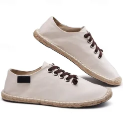 Men's Casual Espadrille Sneakers, Lightweight Lace-Up Shoes with Jute Sole, Stylish Summer Footwear for Everyday Wear and Outdoor Activities