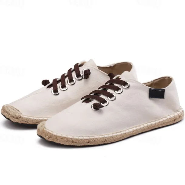 Men's Casual Espadrille Sneakers, Lightweight Lace-Up Shoes with Jute Sole, Stylish Summer Footwear for Everyday Wear and Outdoor Activities