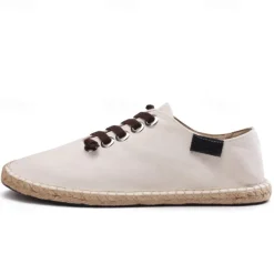 Men's Casual Espadrille Sneakers, Lightweight Lace-Up Shoes with Jute Sole, Stylish Summer Footwear for Everyday Wear and Outdoor Activities