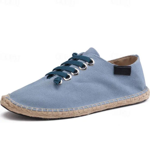 Men's Casual Espadrille Sneakers, Lightweight Lace-Up Shoes with Jute Sole, Stylish Summer Footwear for Everyday Wear and Outdoor Activities