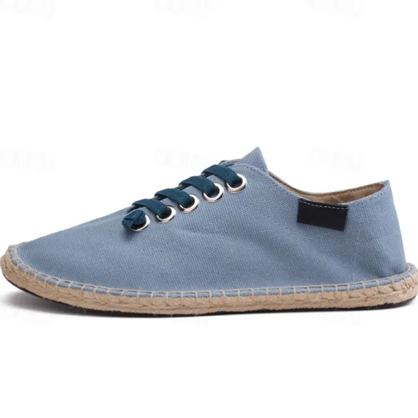 Men's Casual Espadrille Sneakers, Lightweight Lace-Up Shoes with Jute Sole, Stylish Summer Footwear for Everyday Wear and Outdoor Activities