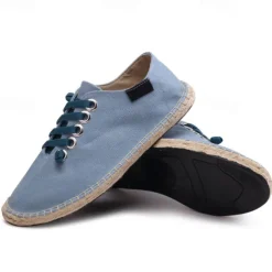 Men's Casual Espadrille Sneakers, Lightweight Lace-Up Shoes with Jute Sole, Stylish Summer Footwear for Everyday Wear and Outdoor Activities