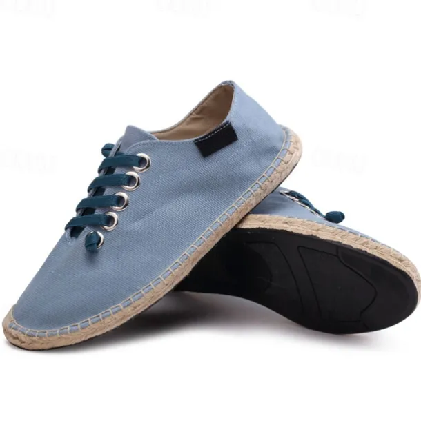 Men's Casual Espadrille Sneakers, Lightweight Lace-Up Shoes with Jute Sole, Stylish Summer Footwear for Everyday Wear and Outdoor Activities