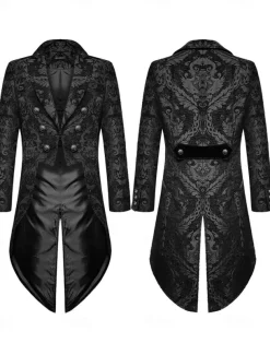 Men's Casual Blazer Black Gold Vampire Gothic Plus Size Jacket Showman Tuxedo Tailcoat Dress Frock Coat Steampunk Victorian