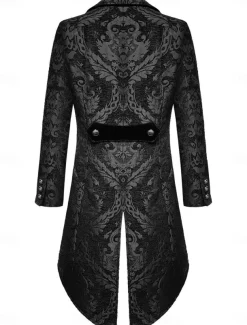 Men's Casual Blazer Black Gold Vampire Gothic Plus Size Jacket Showman Tuxedo Tailcoat Dress Frock Coat Steampunk Victorian