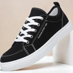 Men's Casual Canvas Sneakers – Lightweight Lace-Up Shoes with Durable Sole for Everyday Wear and Outdoor Activities