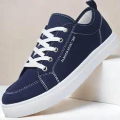 Men's Casual Canvas Sneakers – Lightweight Lace-Up Shoes with Durable Sole for Everyday Wear and Outdoor Activities