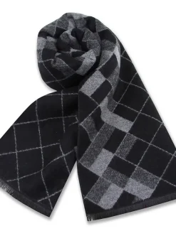 Men's Casual Daily Weekend Black Apricot Scarf Plaid