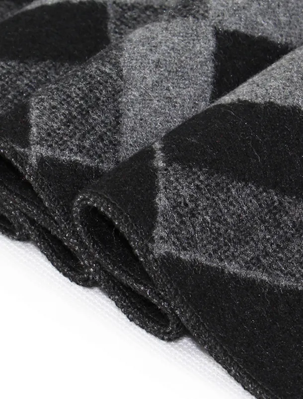 Men's Casual Daily Weekend Black Apricot Scarf Plaid