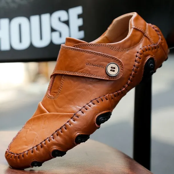 Men's Casual Faux Leather Loafers – Slip-On Driving Shoes with Non-Slip Sole, Hand-Stitched Moccasins for Outdoor Walking, Travel, and Daily Wear