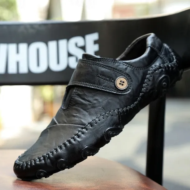 Men's Casual Faux Leather Loafers – Slip-On Driving Shoes with Non-Slip Sole, Hand-Stitched Moccasins for Outdoor Walking, Travel, and Daily Wear