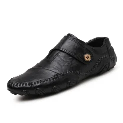 Men's Casual Faux Leather Loafers – Slip-On Driving Shoes with Non-Slip Sole, Hand-Stitched Moccasins for Outdoor Walking, Travel, and Daily Wear