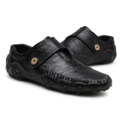 Men's Casual Faux Leather Loafers – Slip-On Driving Shoes with Non-Slip Sole, Hand-Stitched Moccasins for Outdoor Walking, Travel, and Daily Wear
