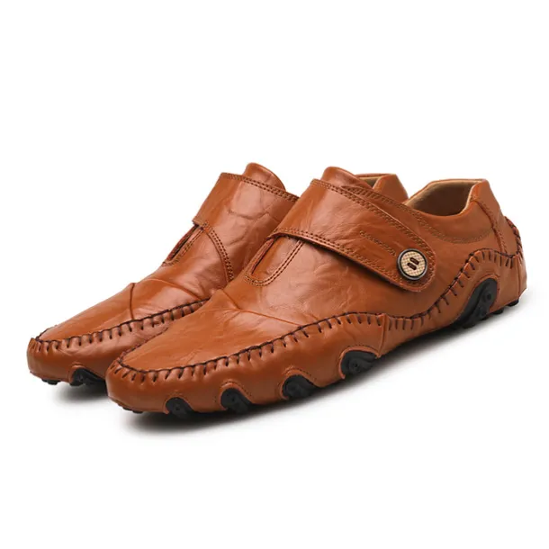 Men's Casual Faux Leather Loafers – Slip-On Driving Shoes with Non-Slip Sole, Hand-Stitched Moccasins for Outdoor Walking, Travel, and Daily Wear