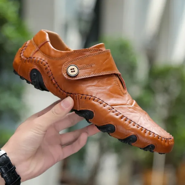 Men's Casual Faux Leather Loafers – Slip-On Driving Shoes with Non-Slip Sole, Hand-Stitched Moccasins for Outdoor Walking, Travel, and Daily Wear