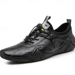 Men's Casual Faux Leather Sneakers – Lightweight Breathable Lace-Up Shoes, Stylish Non-Slip Walking Footwear for Daily Wear & Outdoor Activities