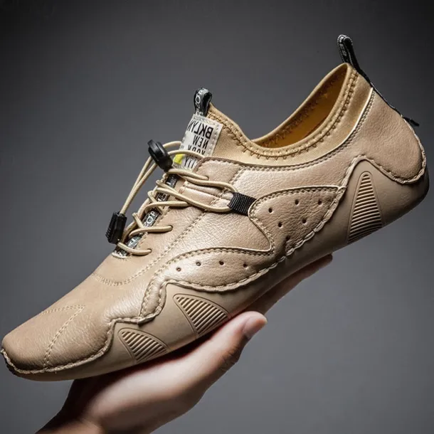 Men's Casual Faux Leather Sneakers – Lightweight Breathable Lace-Up Shoes, Stylish Non-Slip Walking Footwear for Daily Wear & Outdoor Activities