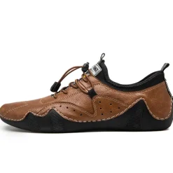 Men's Casual Faux Leather Sneakers – Lightweight Breathable Lace-Up Shoes, Stylish Non-Slip Walking Footwear for Daily Wear & Outdoor Activities