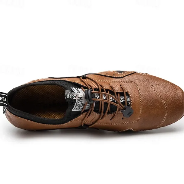 Men's Casual Faux Leather Sneakers – Lightweight Breathable Lace-Up Shoes, Stylish Non-Slip Walking Footwear for Daily Wear & Outdoor Activities