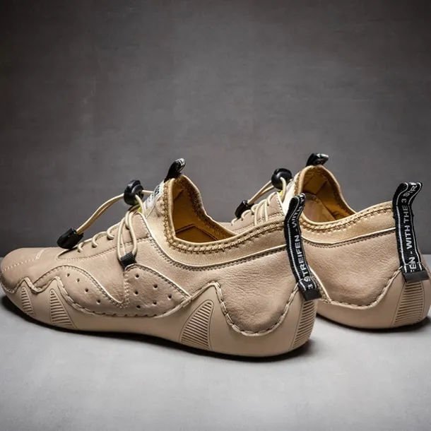 Men's Casual Faux Leather Sneakers – Lightweight Breathable Lace-Up Shoes, Stylish Non-Slip Walking Footwear for Daily Wear & Outdoor Activities