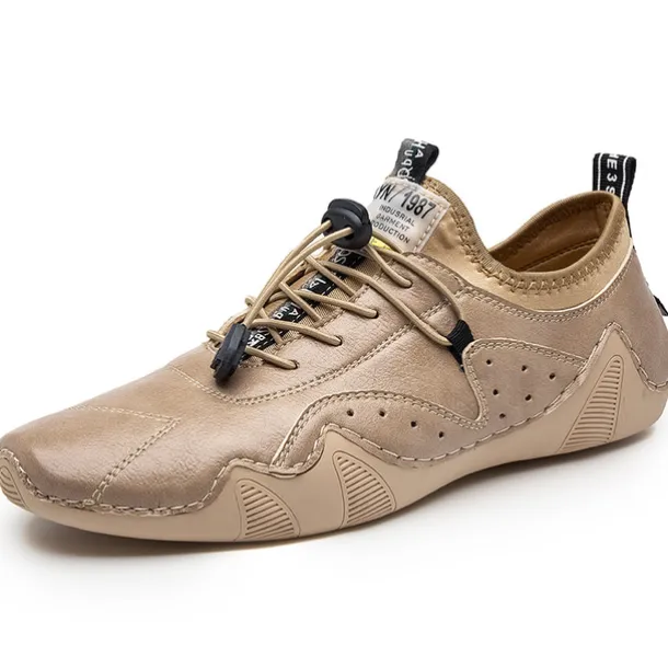 Men's Casual Faux Leather Sneakers – Lightweight Breathable Lace-Up Shoes, Stylish Non-Slip Walking Footwear for Daily Wear & Outdoor Activities