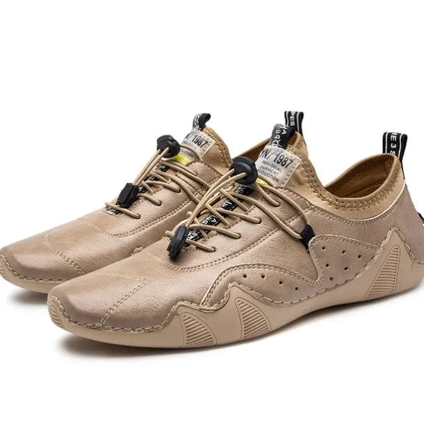 Men's Casual Faux Leather Sneakers – Lightweight Breathable Lace-Up Shoes, Stylish Non-Slip Walking Footwear for Daily Wear & Outdoor Activities