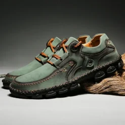 Men's Casual Green Faux Leather Sneakers with Comfortable Fit and Durable Soles – Ideal for Outdoor Activities and Everyday Wear