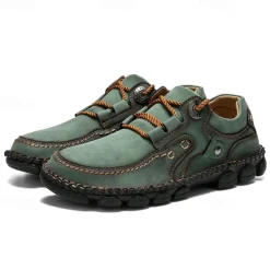 Men's Casual Green Faux Leather Sneakers with Comfortable Fit and Durable Soles – Ideal for Outdoor Activities and Everyday Wear